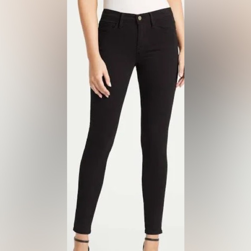 FRAME Le Skinny Film Noir Black Skinny Jeans Cotton Blend Mid Rise Size 27